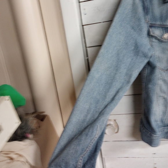 Vintage Express Men's Jeans Denim Jacket Size Medium Light Blue Distressed Jean - Picture 4 of 10